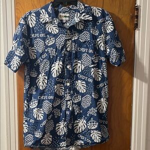Tipsy Elves Blue and White Tropical Print Shirt